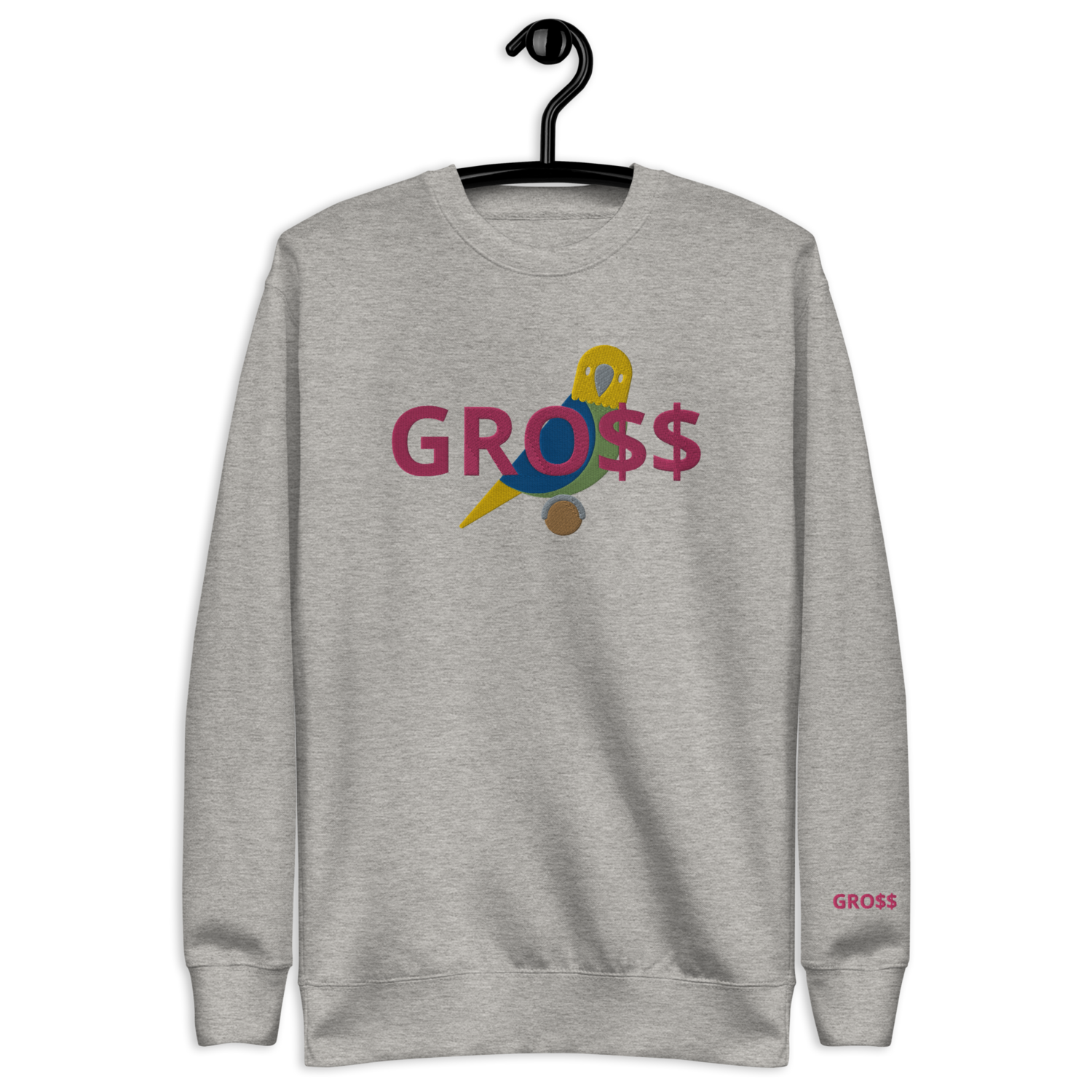 GRO$$ CLASSIC (PINK) SITTING PARROT (YELLOW/BLUE/KIWI GREEN) Unisex Premium Sweatshirt