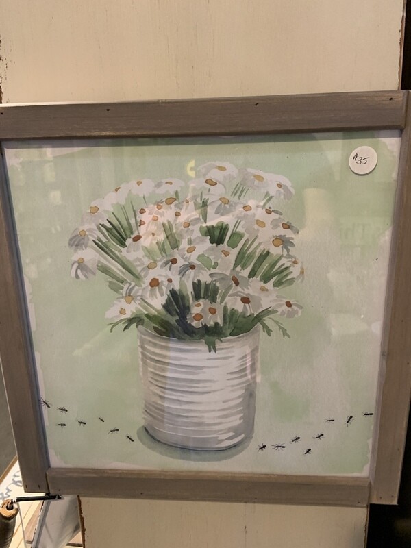 Daisies in bucket framed wall art