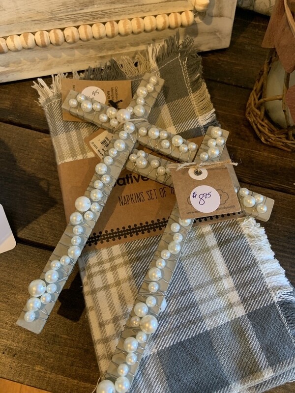 gray cross w/pearls