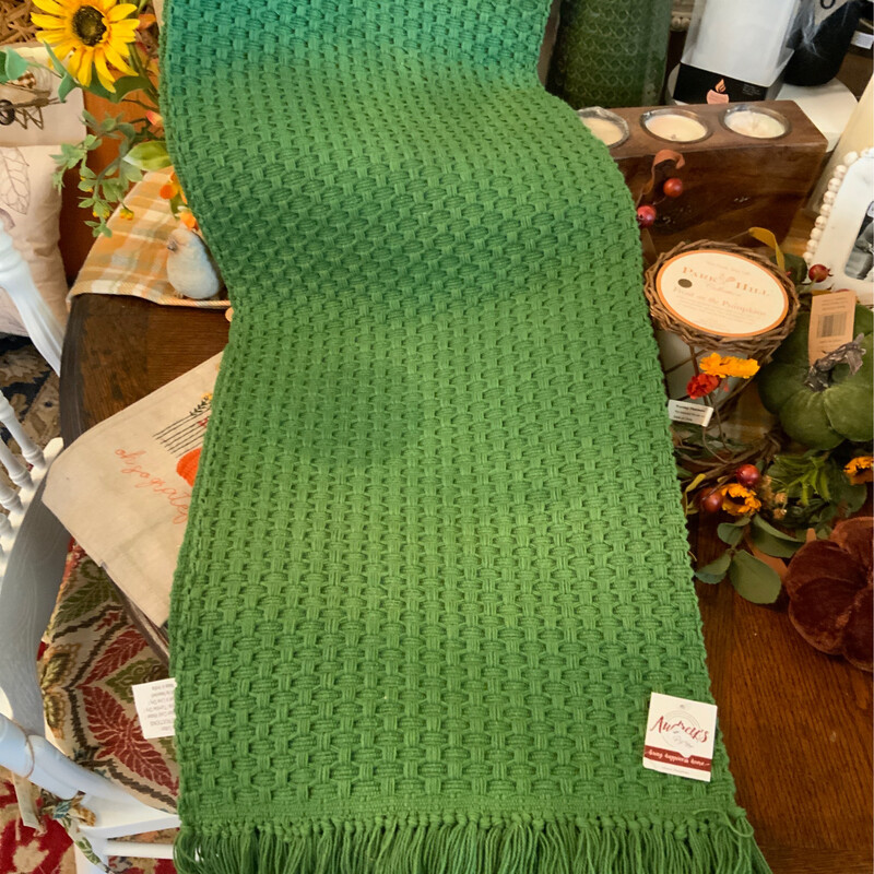 Cotton Woven Green Runner