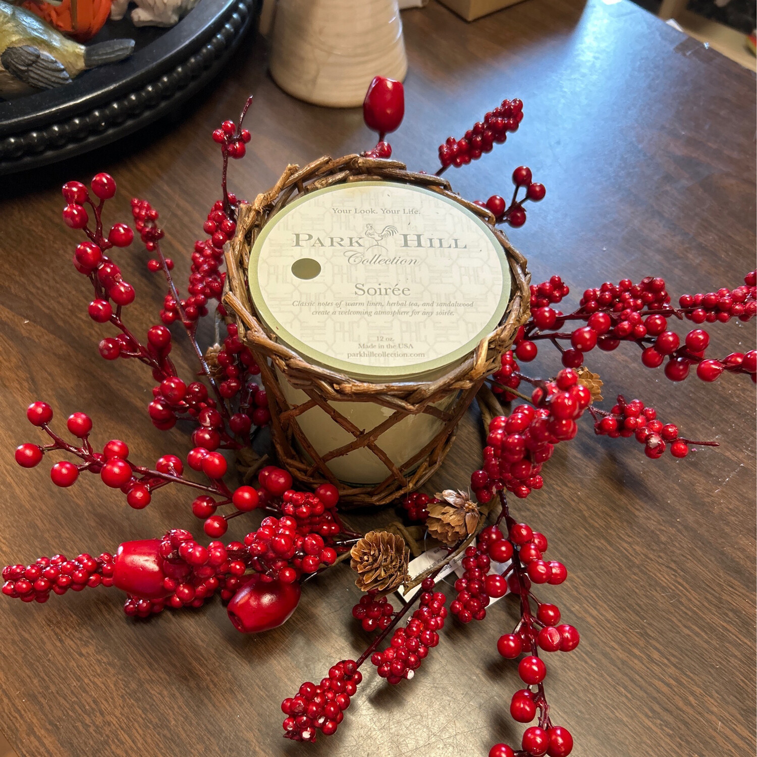 Berry/Pod/Pinecone Candle ring 4.5”