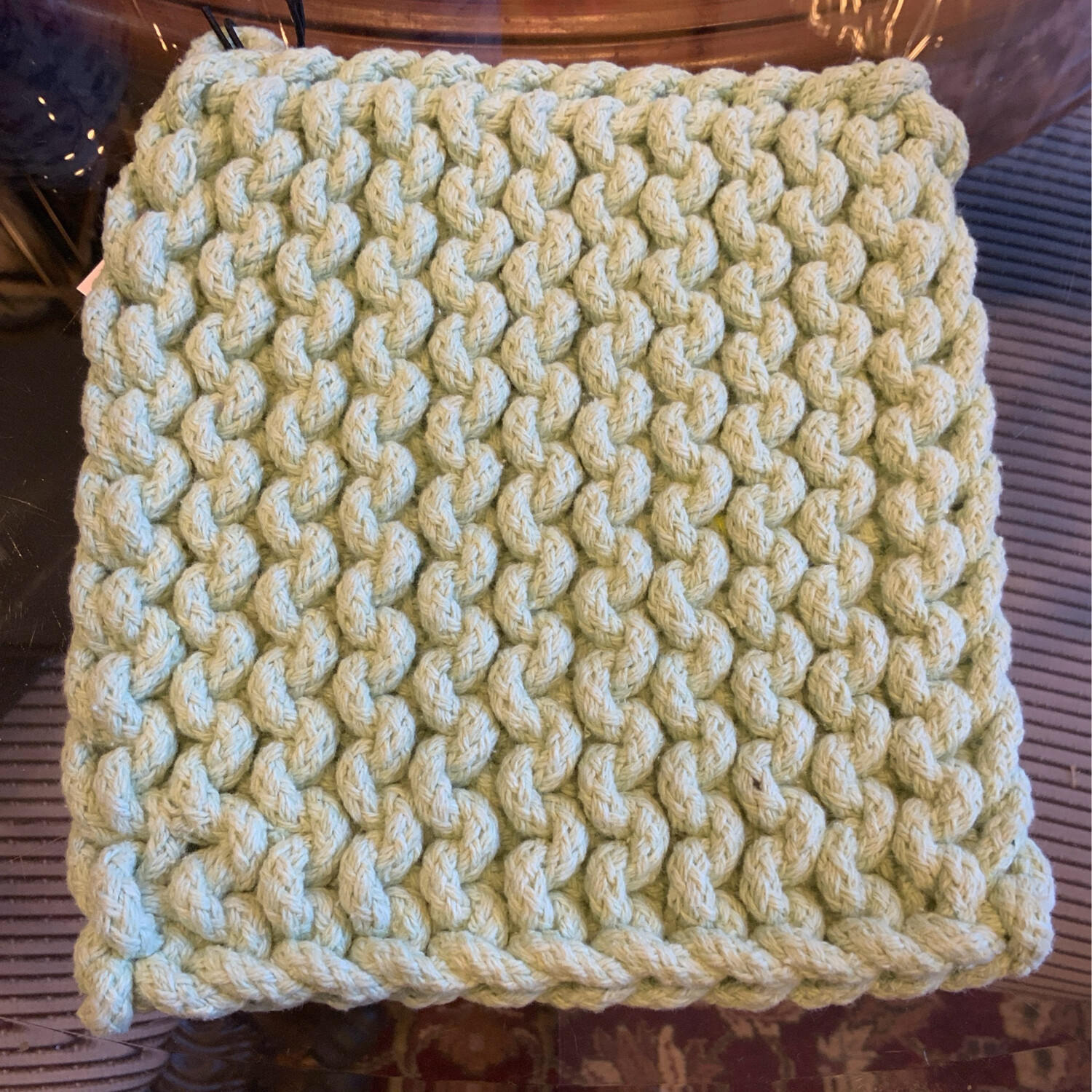 Square Crochet Hot Pad Light Green