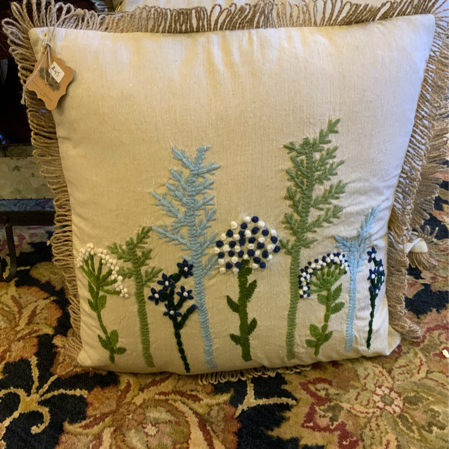 Blue Floral Pillow