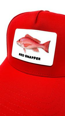 Snapback Cap Rubber Patch Red Snapper " WATERPROOF"