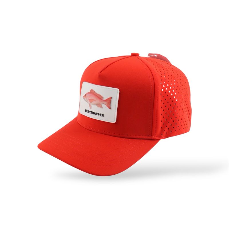 Snapback Cap Rubber Patch Red Snapper " WATERPROOF"