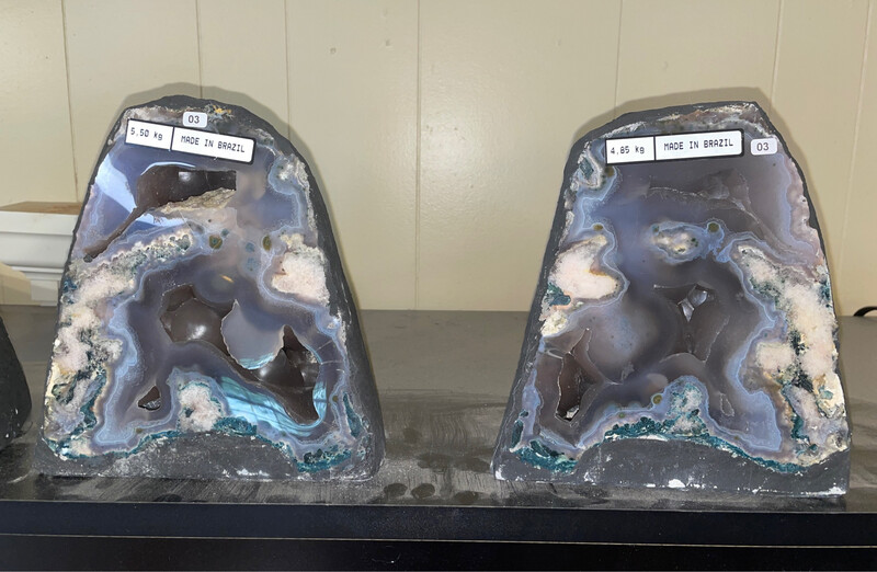 Amethyst Chalcedony Geode Pair