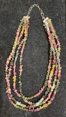 Handmade 4 strand multicolored Tourmaline Necklace 