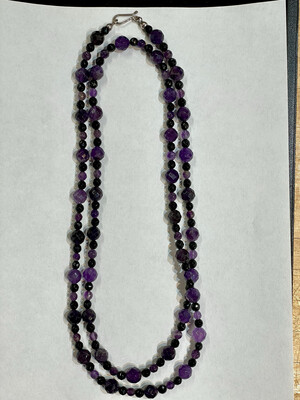 Handmade Amethyst and Garnet bead necklace 