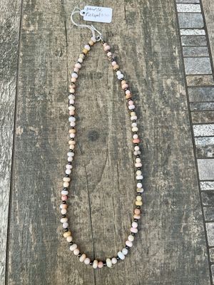handmade hematite pink opal necklace