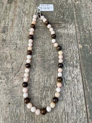 handmade bronzite pink opal necklace