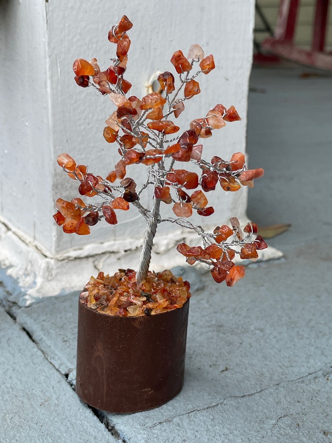 Carnelian Gemstone Tree SM 100 beads 6"