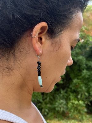 handmade black tourm amazon earrings