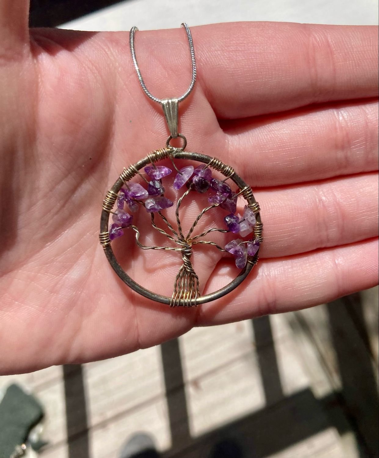 amethyst tree of life necklace 1 1/2in diam amethyst tree of life necklace 1 1/2in diam