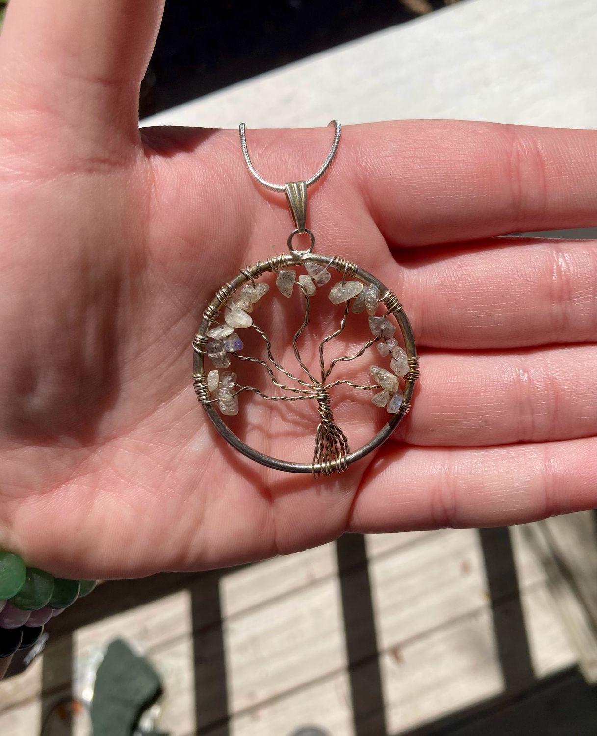 labradorite tree of life necklace 1 1/2in diam