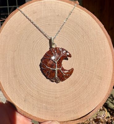 mahogany obsidian moon tree of life necklace 1 1/2in