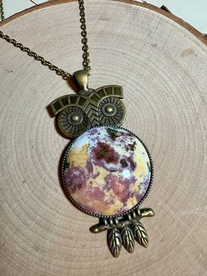 Owl Crystal Cabochon Necklace