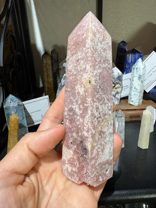 Pink Calcite crystal tower 5 1/4in