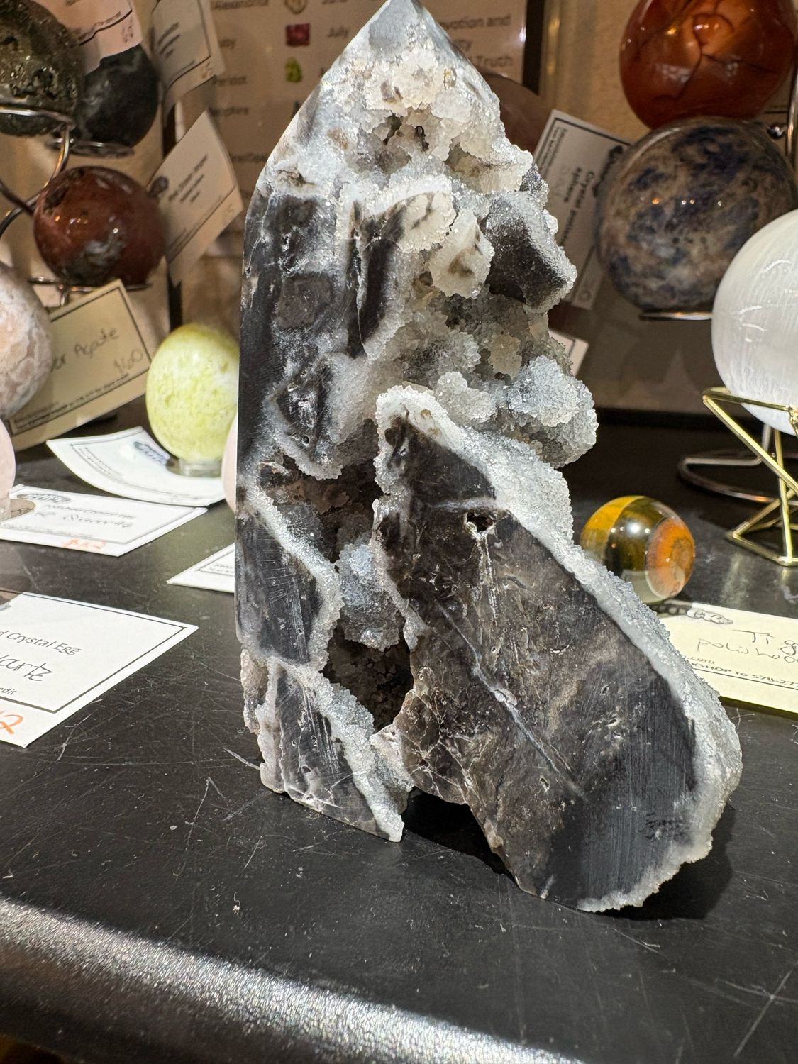 Drusy Agate polished tower 4" 