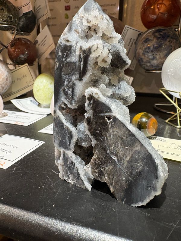 Drusy Agate polished tower 4" 