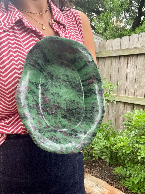 Ruby Zoisite polished bowl 1.55kg