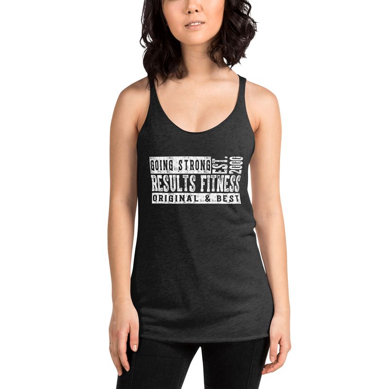 GOING STRONG White Logo Women's Racerback Tank