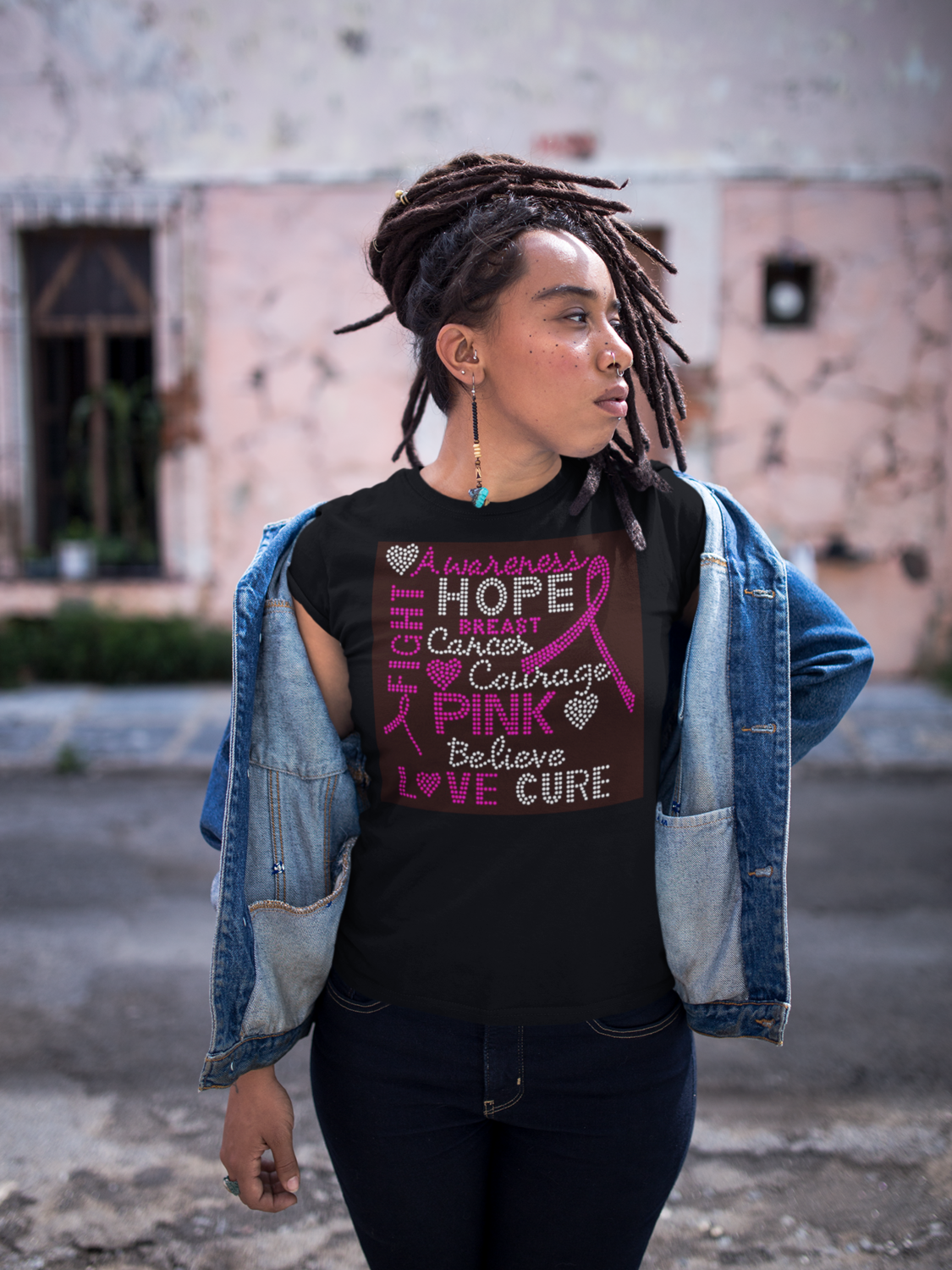 Breast Cancer Hope Rhinestone TShirt 
