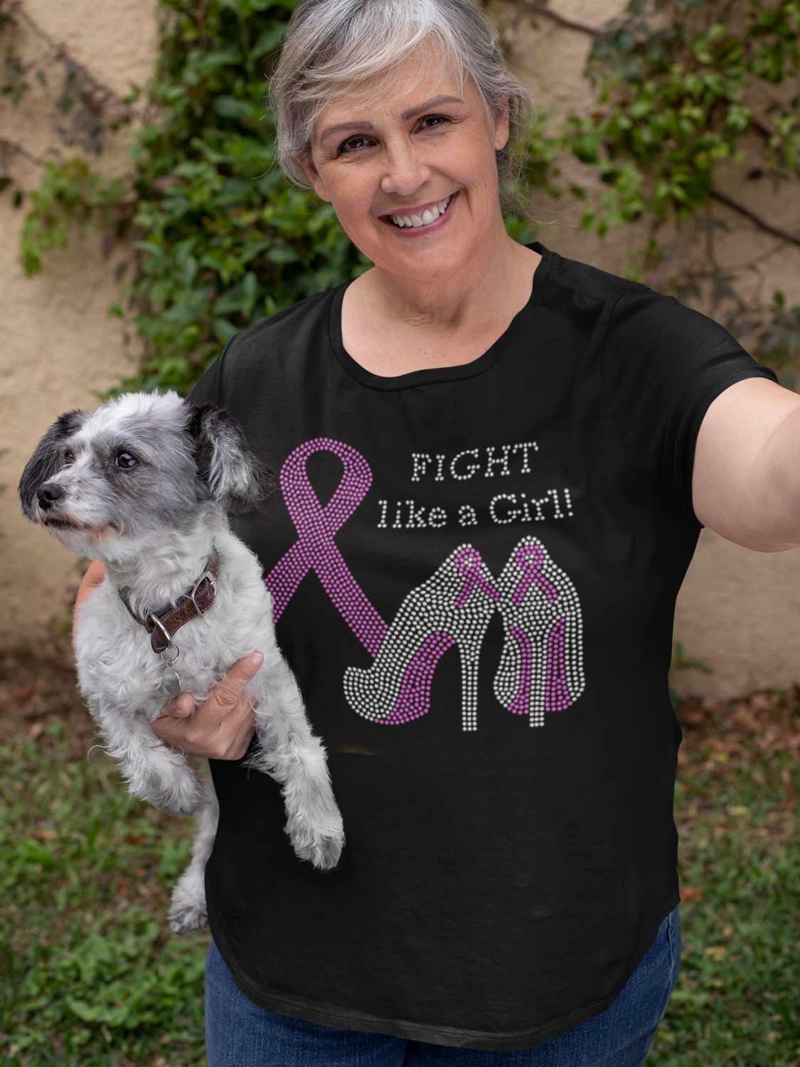Breast Cancer Fight like a Gurl Rhinestone TShirt