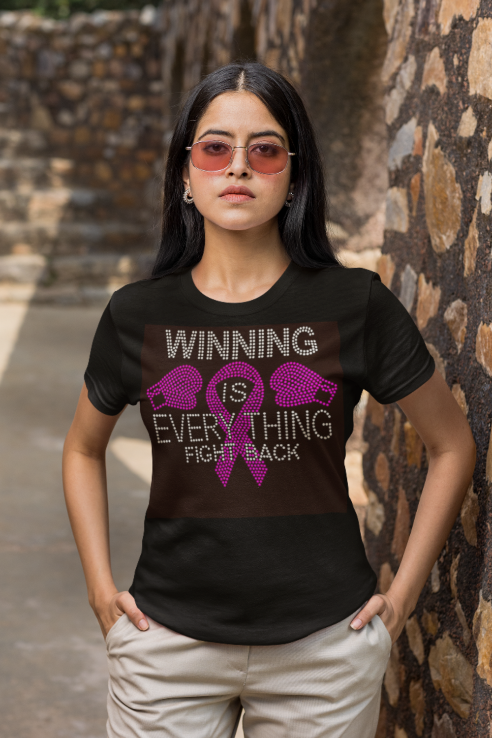Breast Cancer Winning is Everything Rhinestone TShirt 