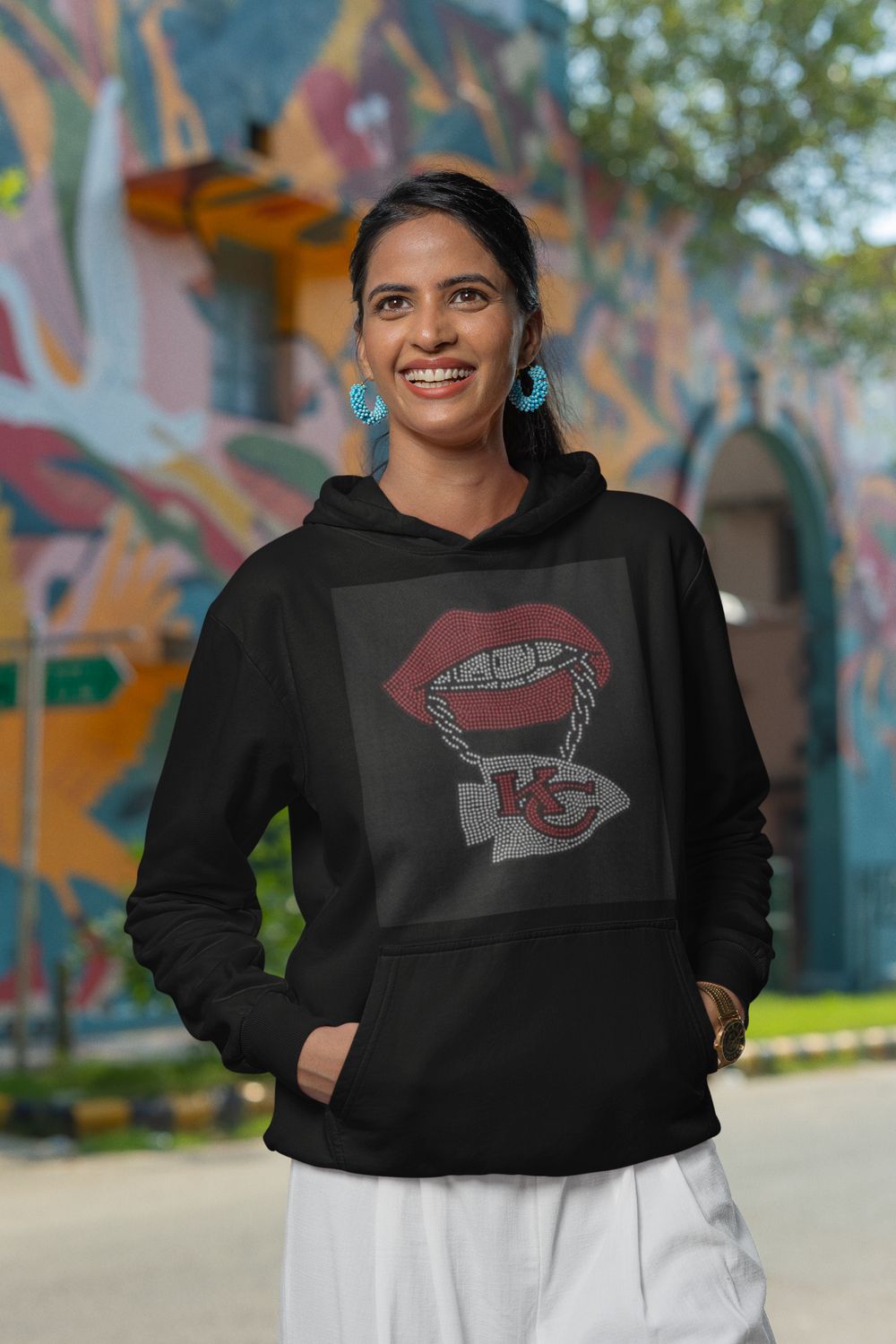 Chiefs Biting Chain Bling Hoodie