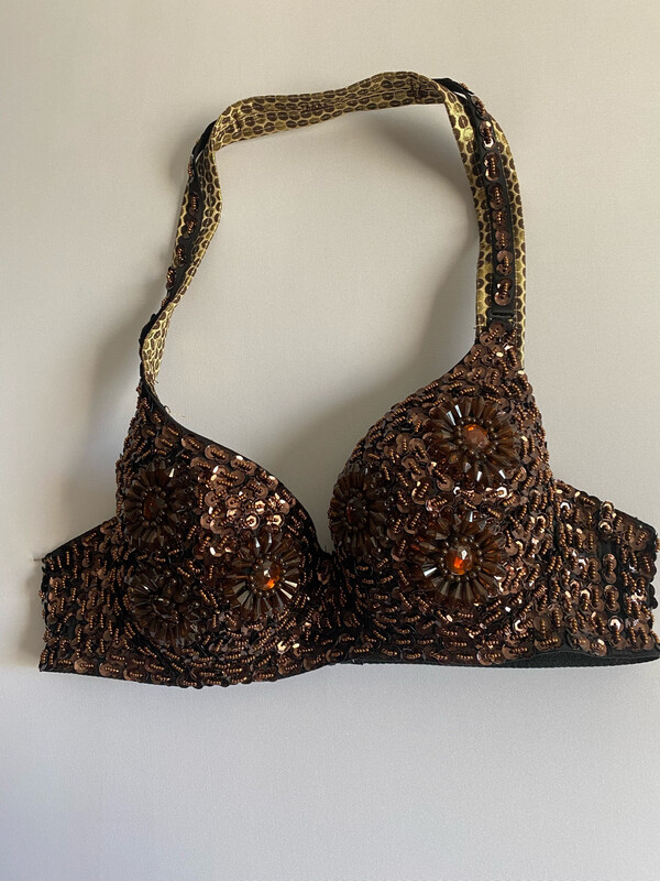 Embellished Performance Bra (Brown)