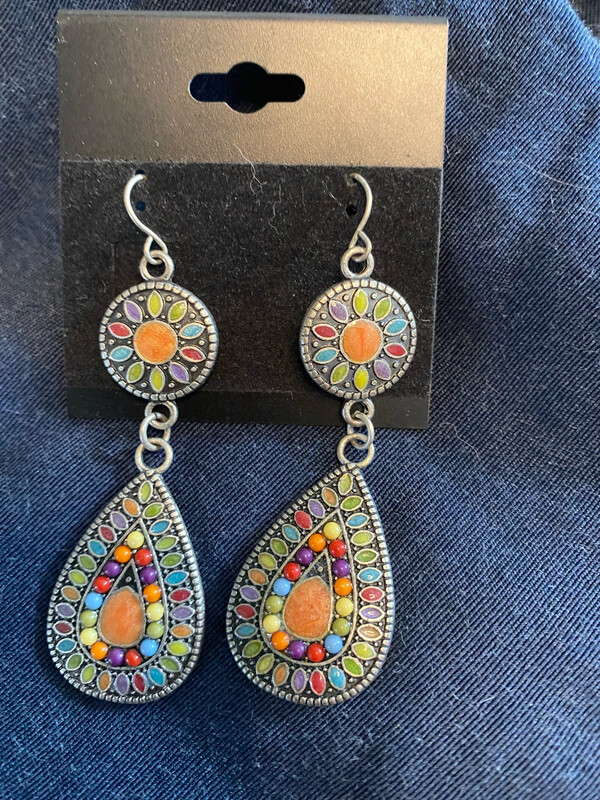 Vintage Multicolored Enamel Earrings