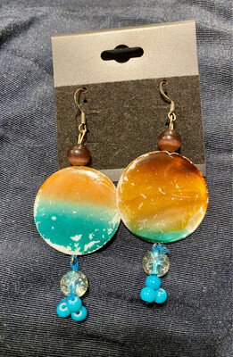 Shell And Tiger Eye Disk Earrings