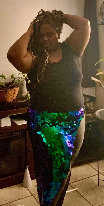 Long Scale Sequin Wrap Hip Skirt