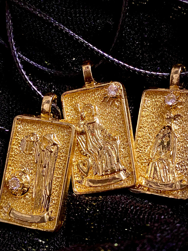 Major Arcana Tarot Card w/ Cubic Zirconia Pendant Necklace
