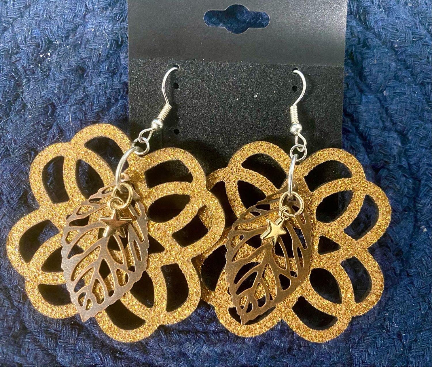 Copper And Gold Tone Star Earrings