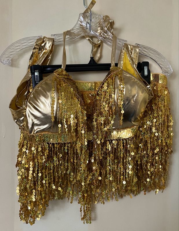 Gold Sequin Bra And Belt Set