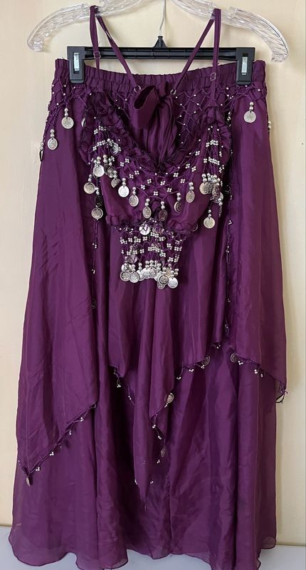 Purple Beginner Level Coin Tie Top And Skirt
