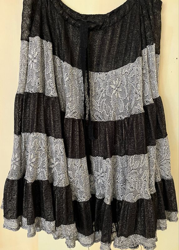 Black &amp; Grey Knit Overskirt