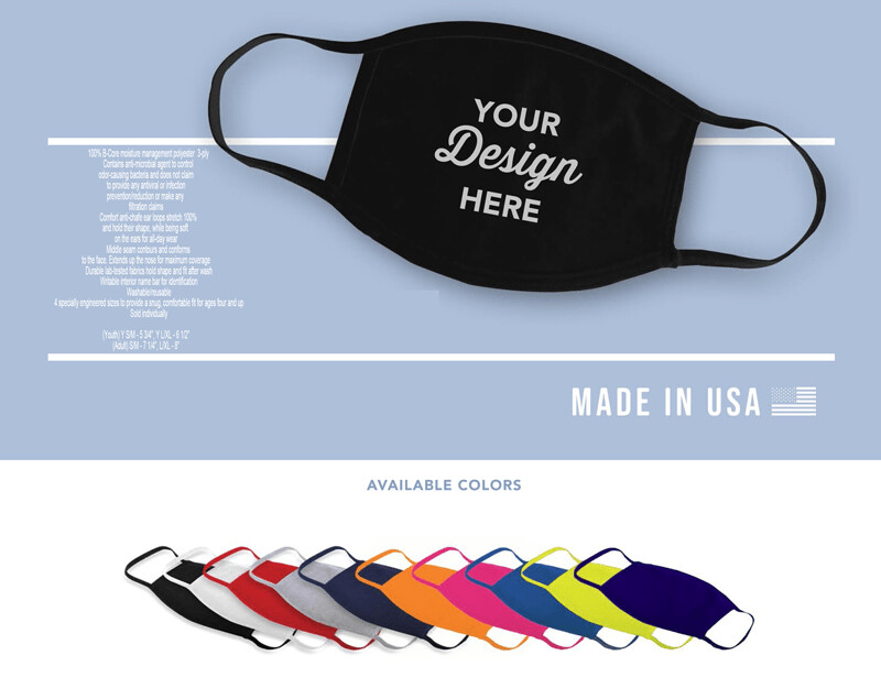 Custom Face Masks (4 Color) 10 pack minimum