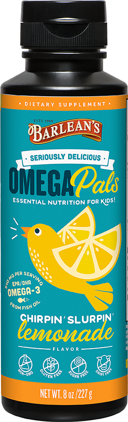 Barlean&#39;s Omega Pals Chirpin’ Slurpin’ Lemonade Fish Oil