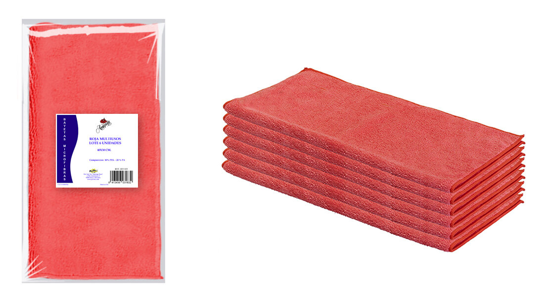 Paño Microfibra Rojo 40x30 cm./280 gr./m2