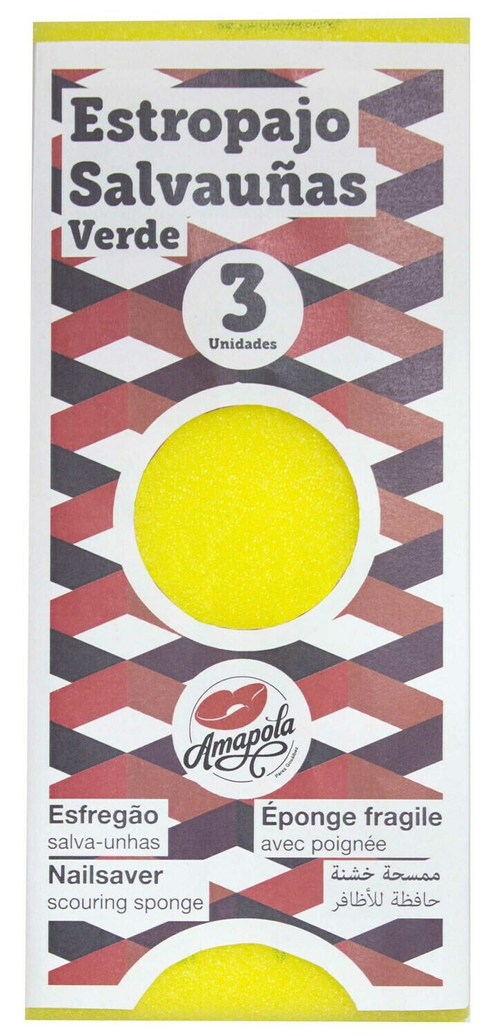 Estropajo salvauñas amarillo, 3 unidades