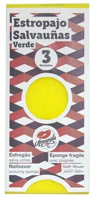 Estropajo salvauñas amarillo, 3 unidades