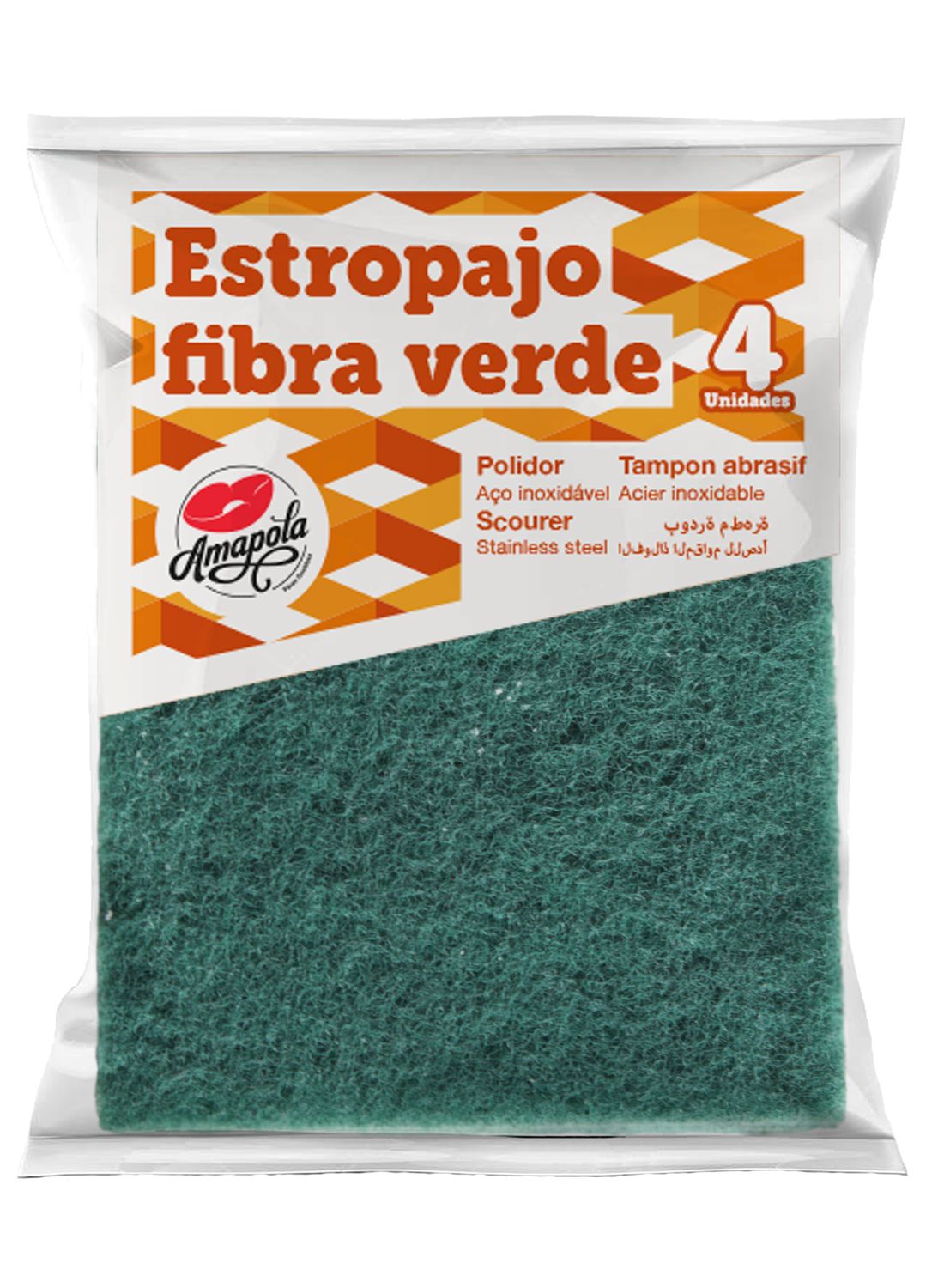 Estropajo fibra verde, 4 unidades