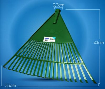 Rastrillo Agricola con Palo de madera natural                  (Rojo, Azul, Verde, Gris)