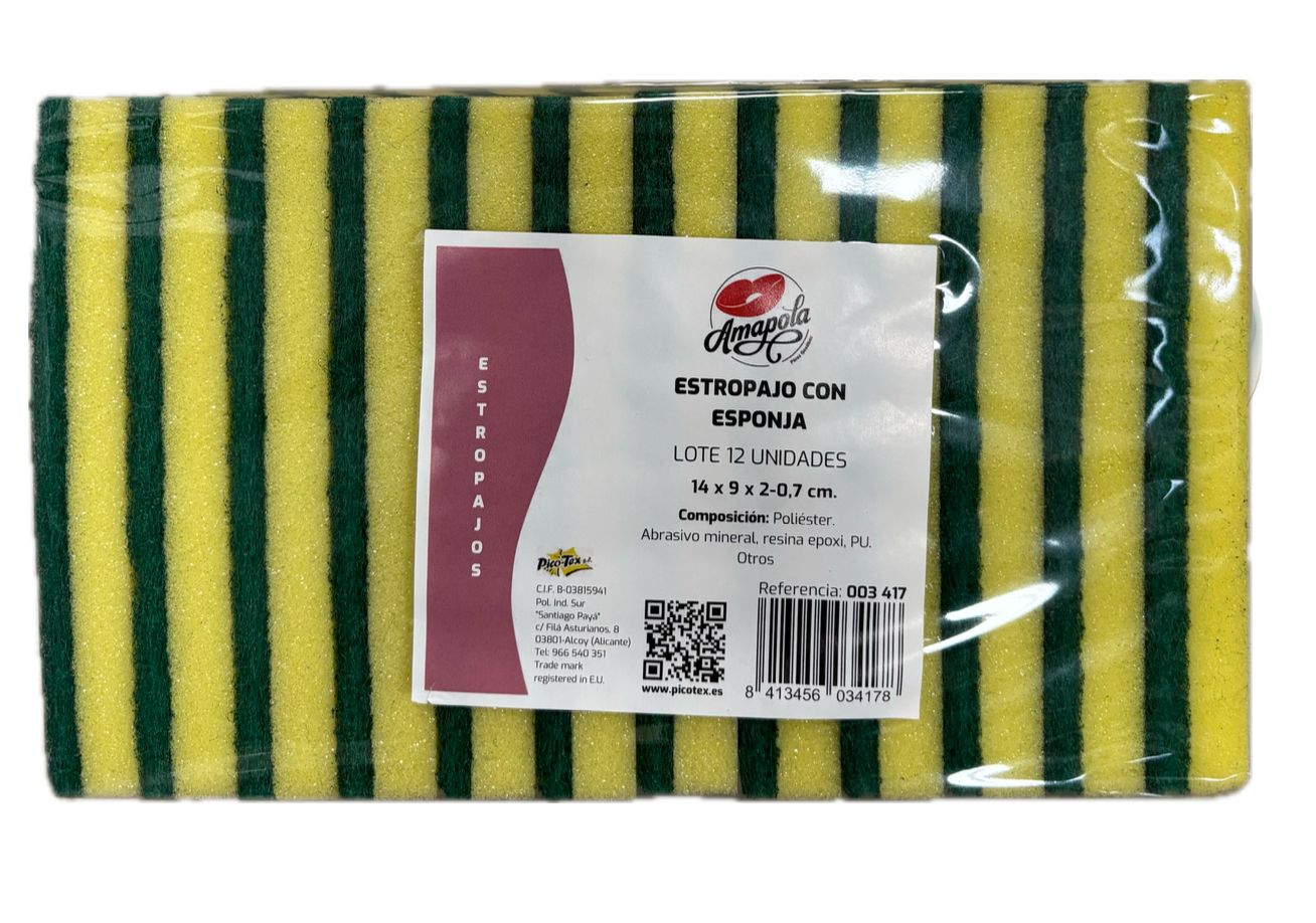 Estropajo Fibra Verde con Esponja