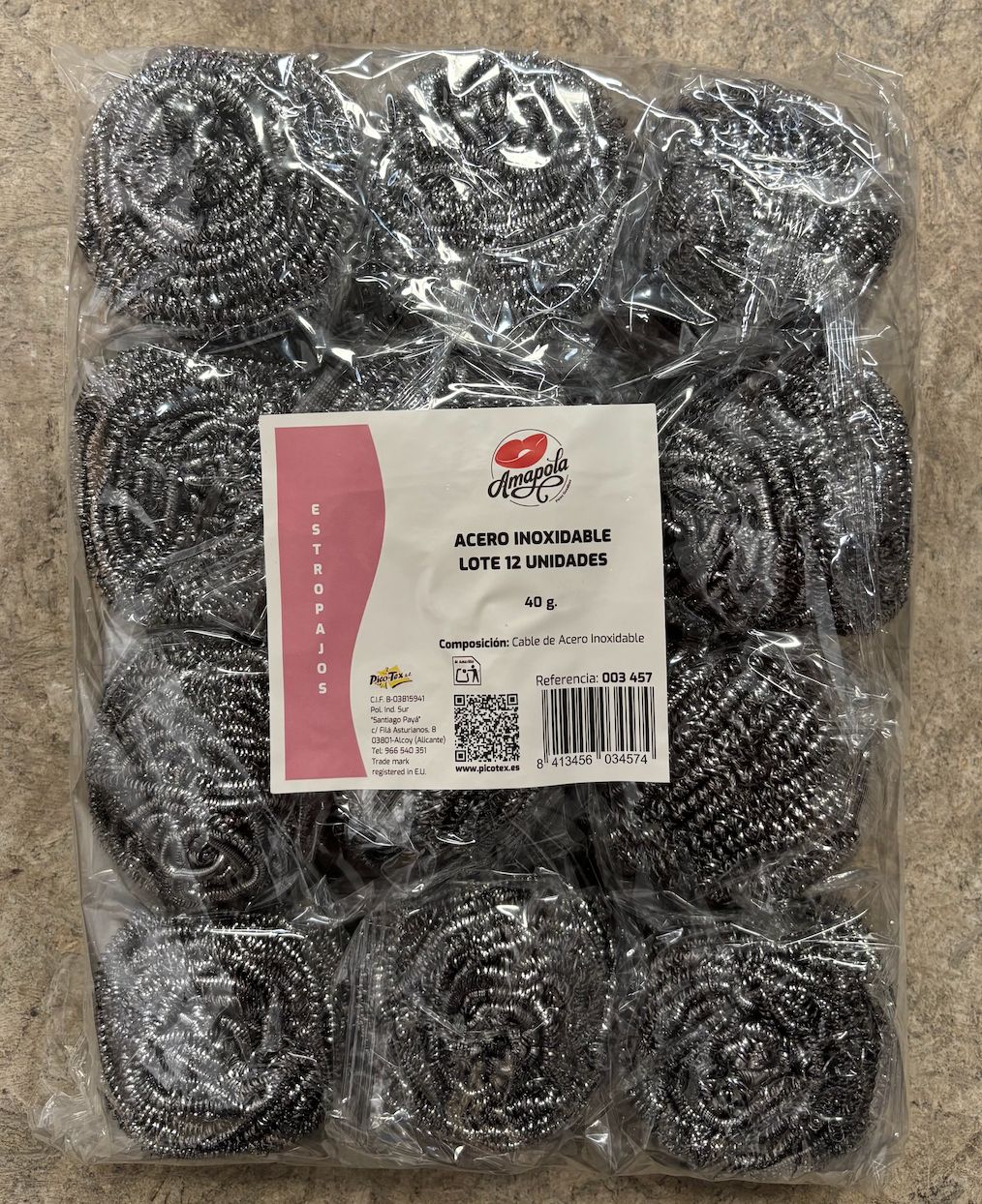 Estropajo Acero inoxidable 40gr.