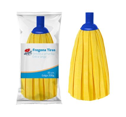 Fregona Tiras Sintéticas Amarilla Extra Larga Recambio
