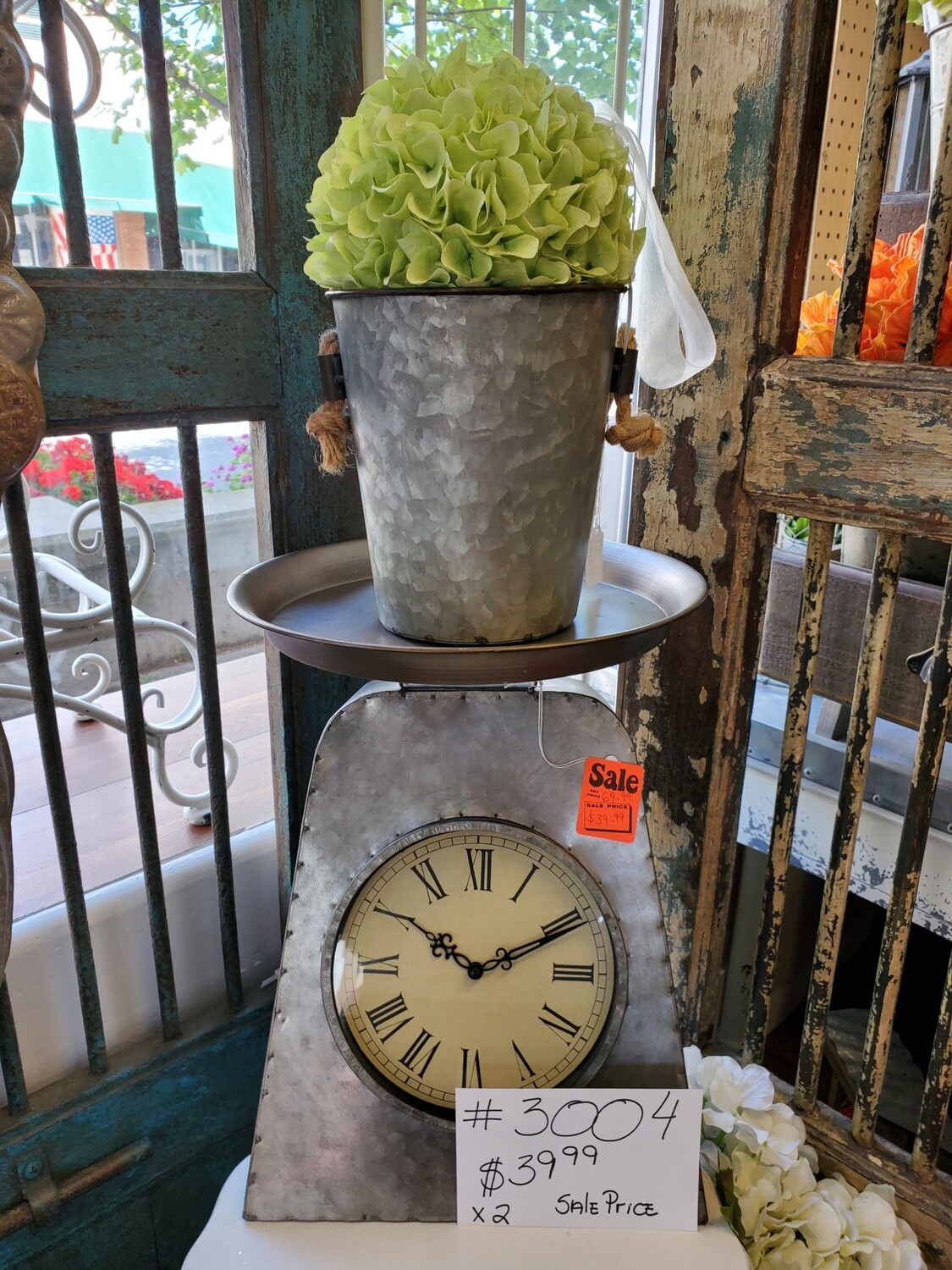 Galvanized Scale Clock Decor