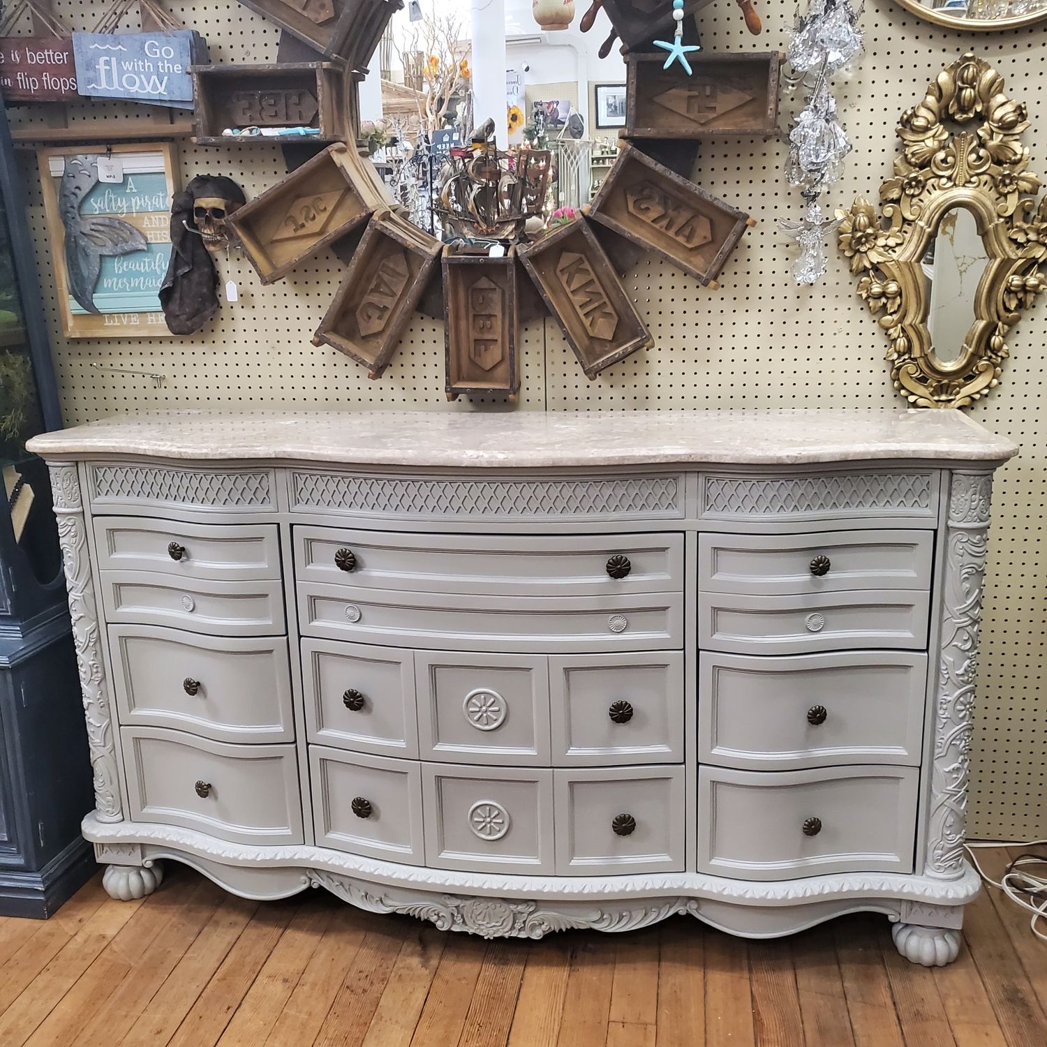 Refinished Dresser with Faux Marble Top